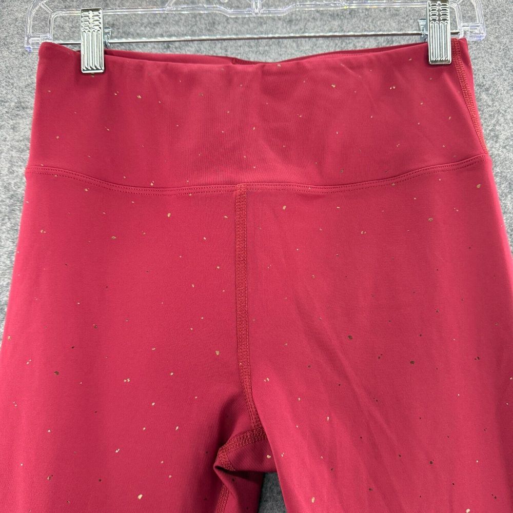 PEACH Leggings Womens Medium Red Gold Made in USA Active Yoga‎ Workout Stretch - Picture 5 of 10